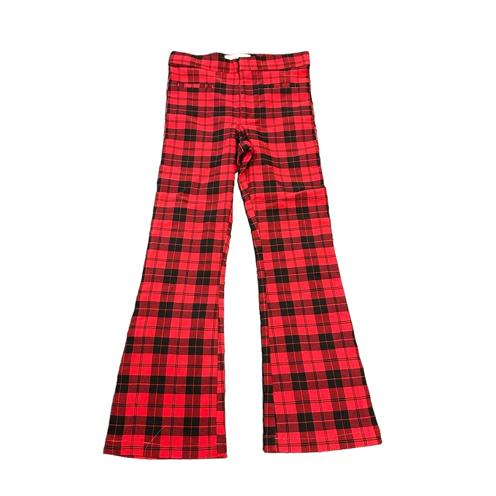 3/20$ Zara Girls Red and Black Plaid Flare Pants size 10